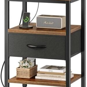 SUPERJARE Nightstand with Charging Station